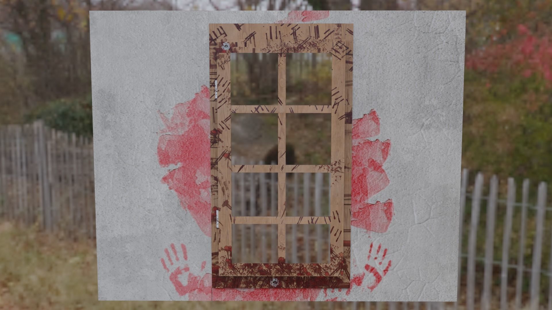 Eerie Realism Pack Blood-Stained Window Concrete Wall 3D Models Low-poly 3D model_1