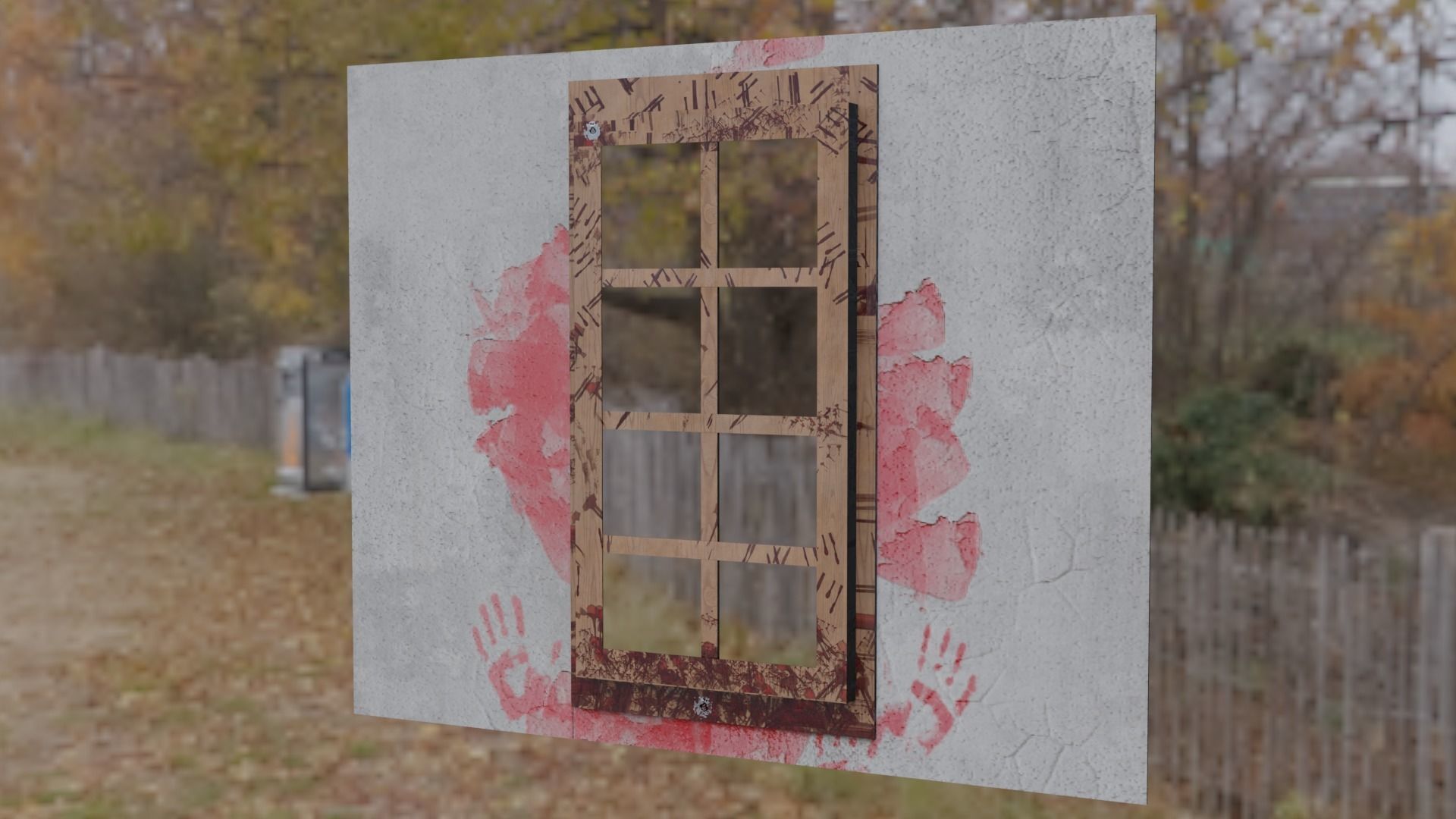 Eerie Realism Pack Blood-Stained Window Concrete Wall 3D Models Low-poly 3D model_2