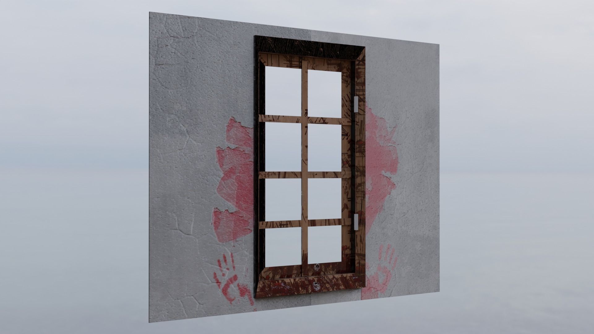 Eerie Realism Pack Blood-Stained Window Concrete Wall 3D Models Low-poly 3D model_3