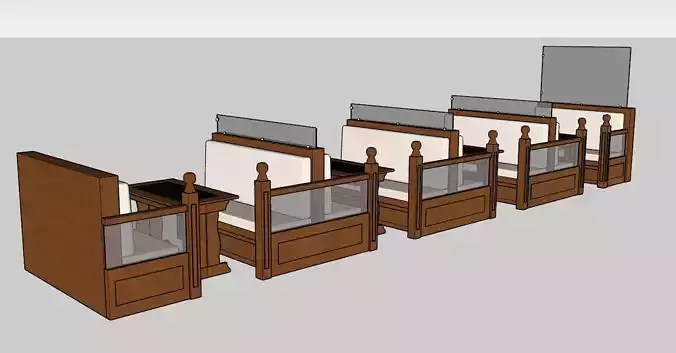 Wooden Restaurant Booth and Table Set