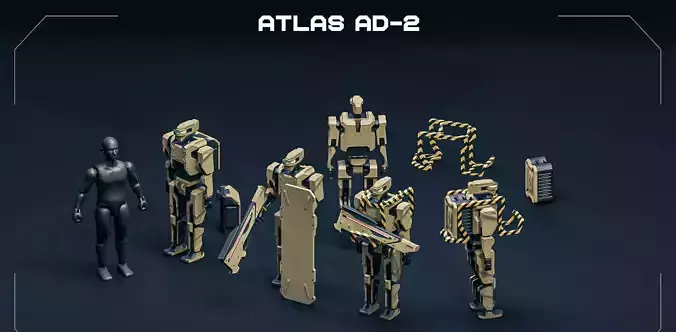 ATLAS Humanoid robot articulated 3D print model