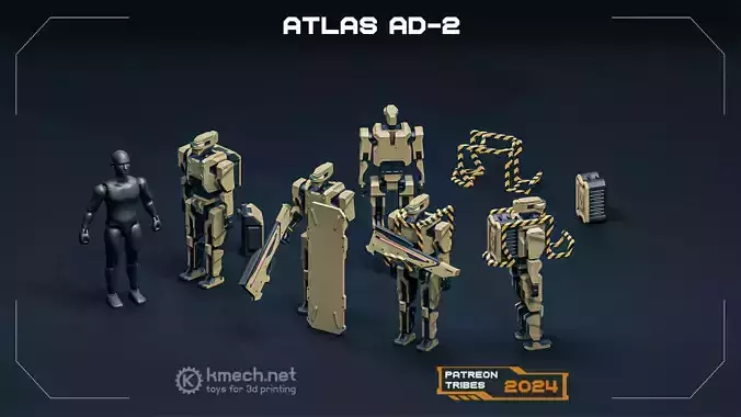 ATLAS Humanoid robot articulated 3D print model