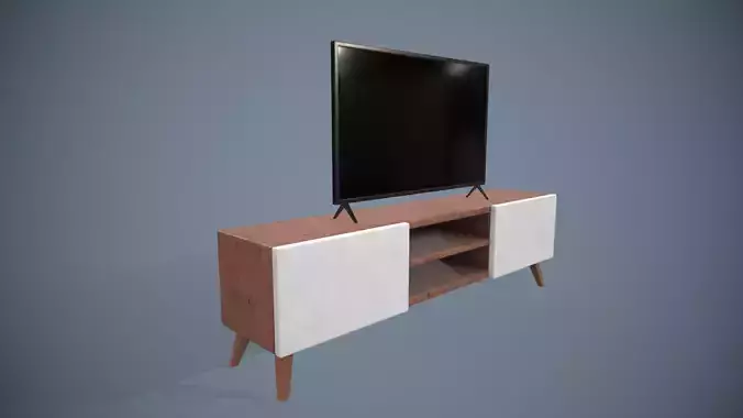 TV and Cabinet Low Poly