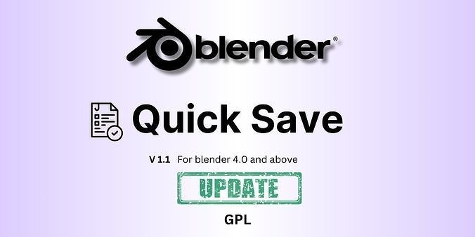 Quick Save Addon for Blender Low-poly 3D model