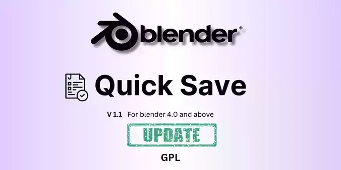 Quick Save Addon for Blender Low-poly 3D model