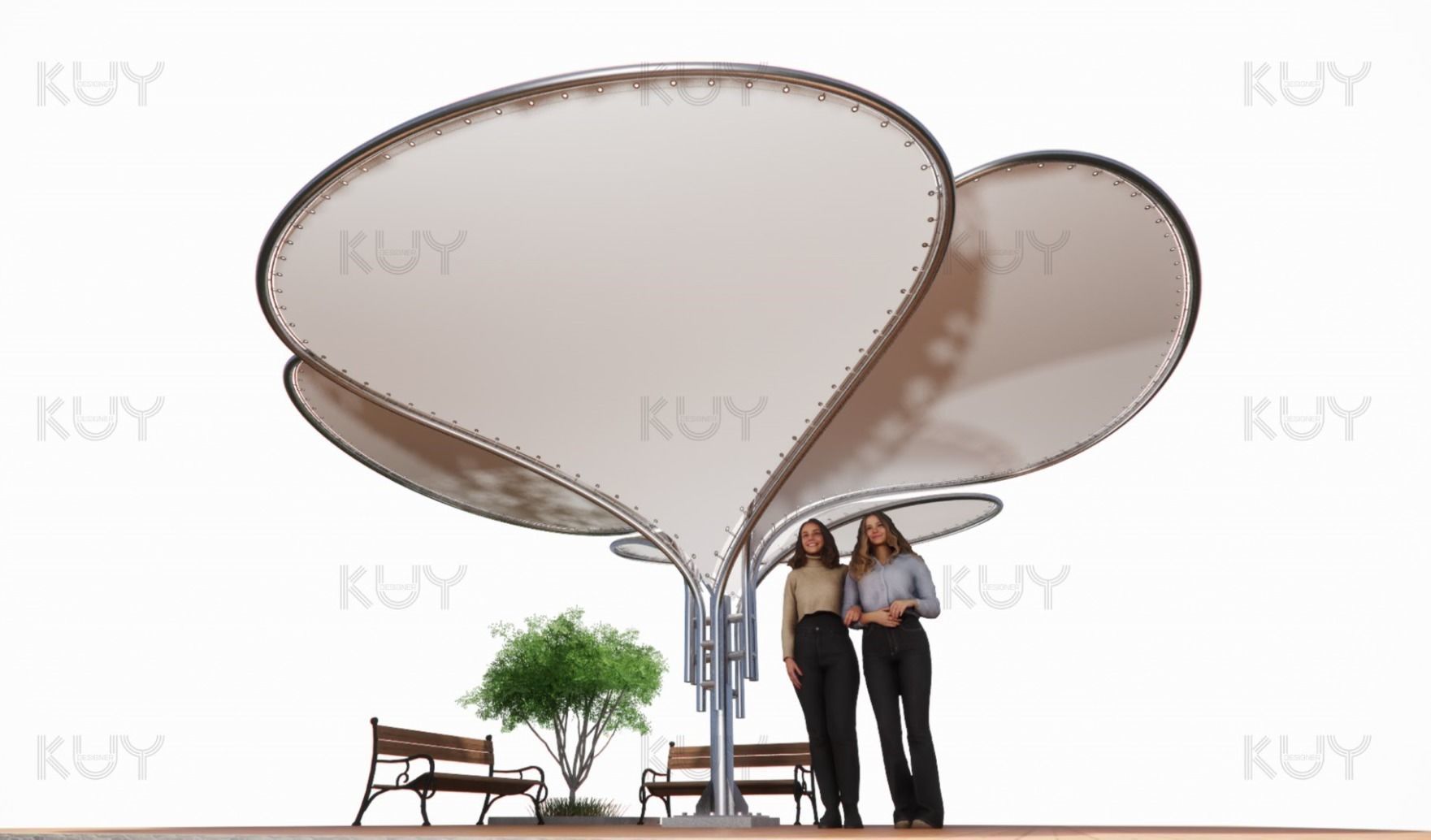 petal module Low-poly 3D model_4