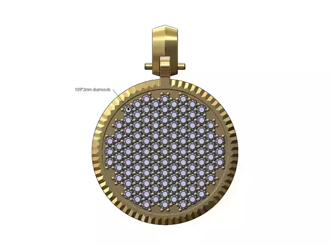 Diamond iced Fluted bezel 25mm pendant with bail