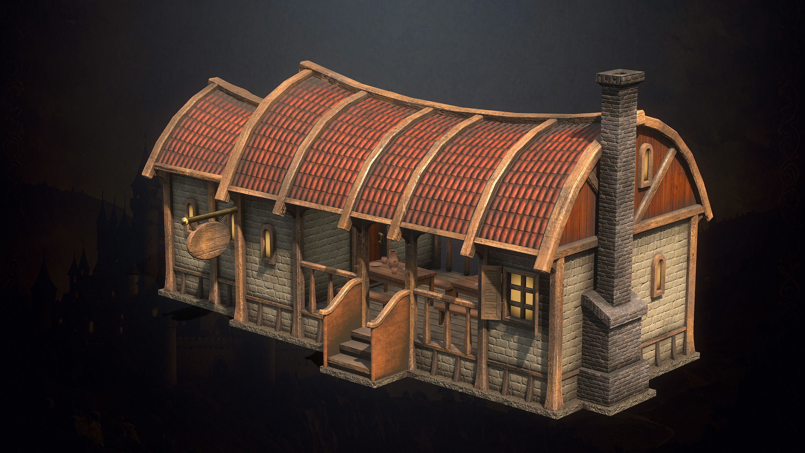 Medieval Fantasy Buildings Low-poly 3D model_8