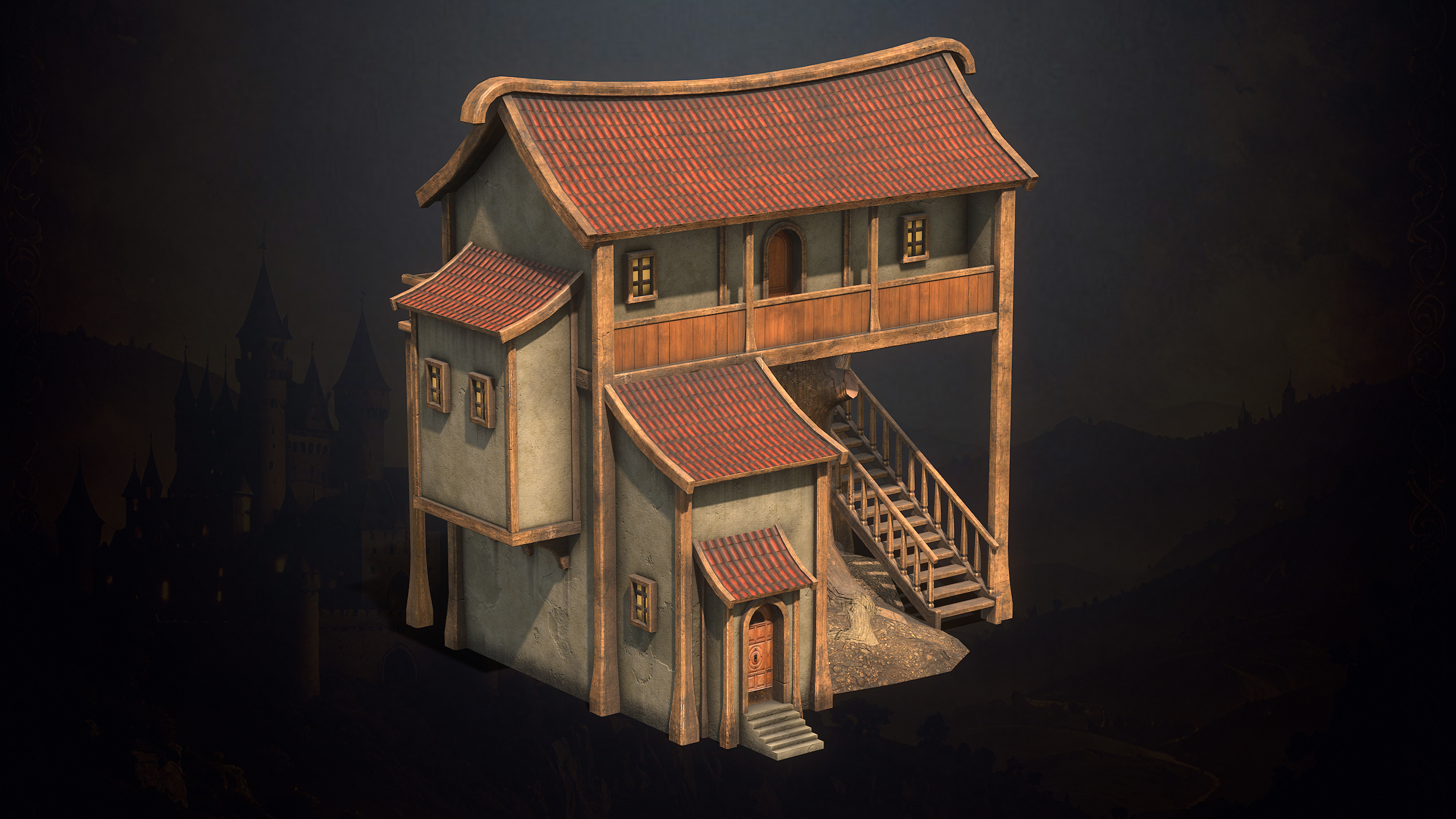 Medieval Fantasy Buildings Low-poly 3D model_17