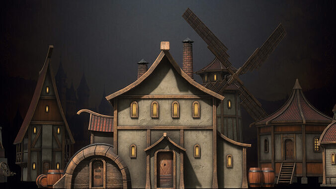 Medieval Fantasy Buildings Low-poly 3D model