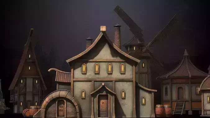 Medieval Fantasy Buildings Low-poly 3D model