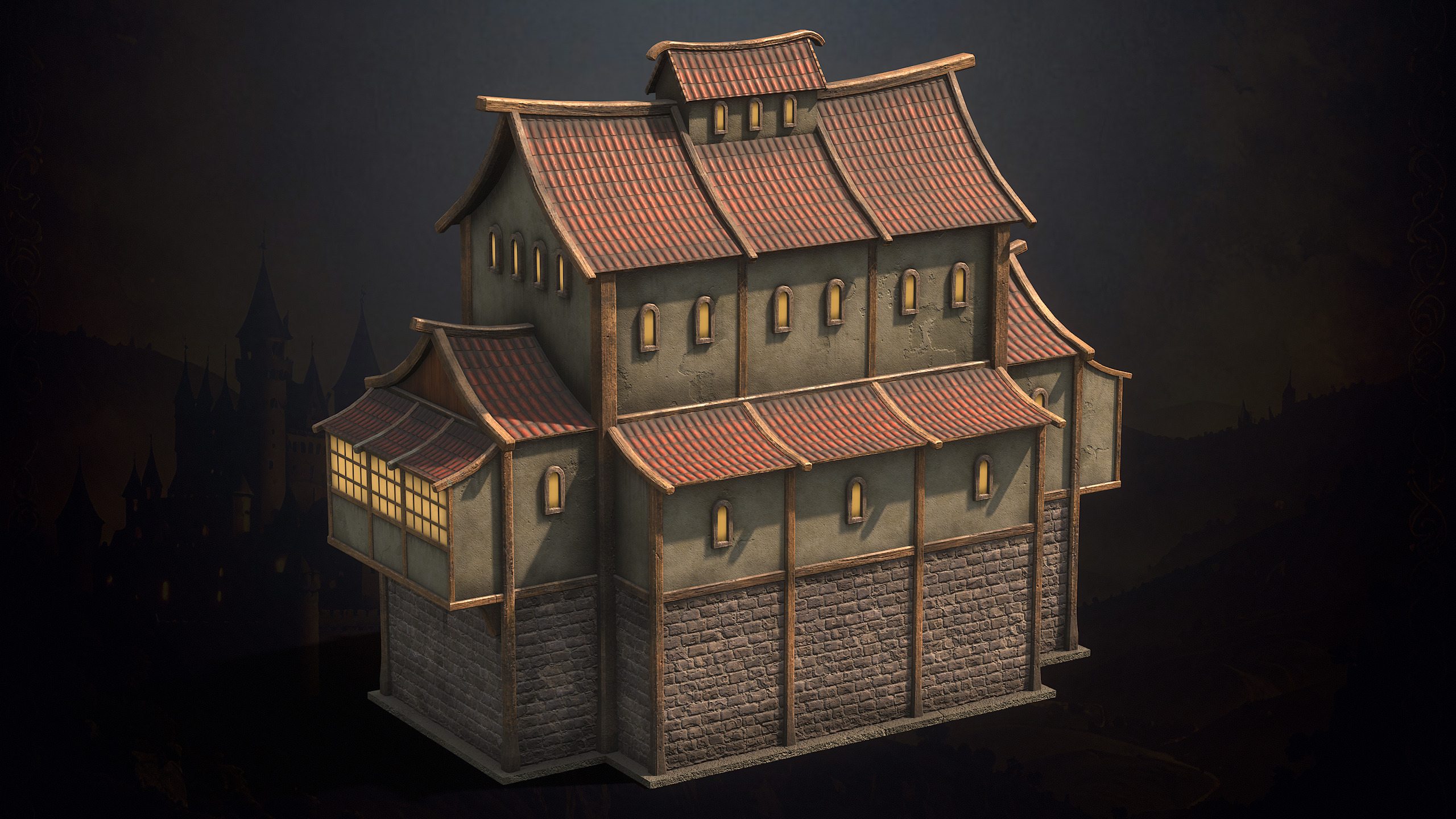 Medieval Fantasy Buildings Low-poly 3D model_14
