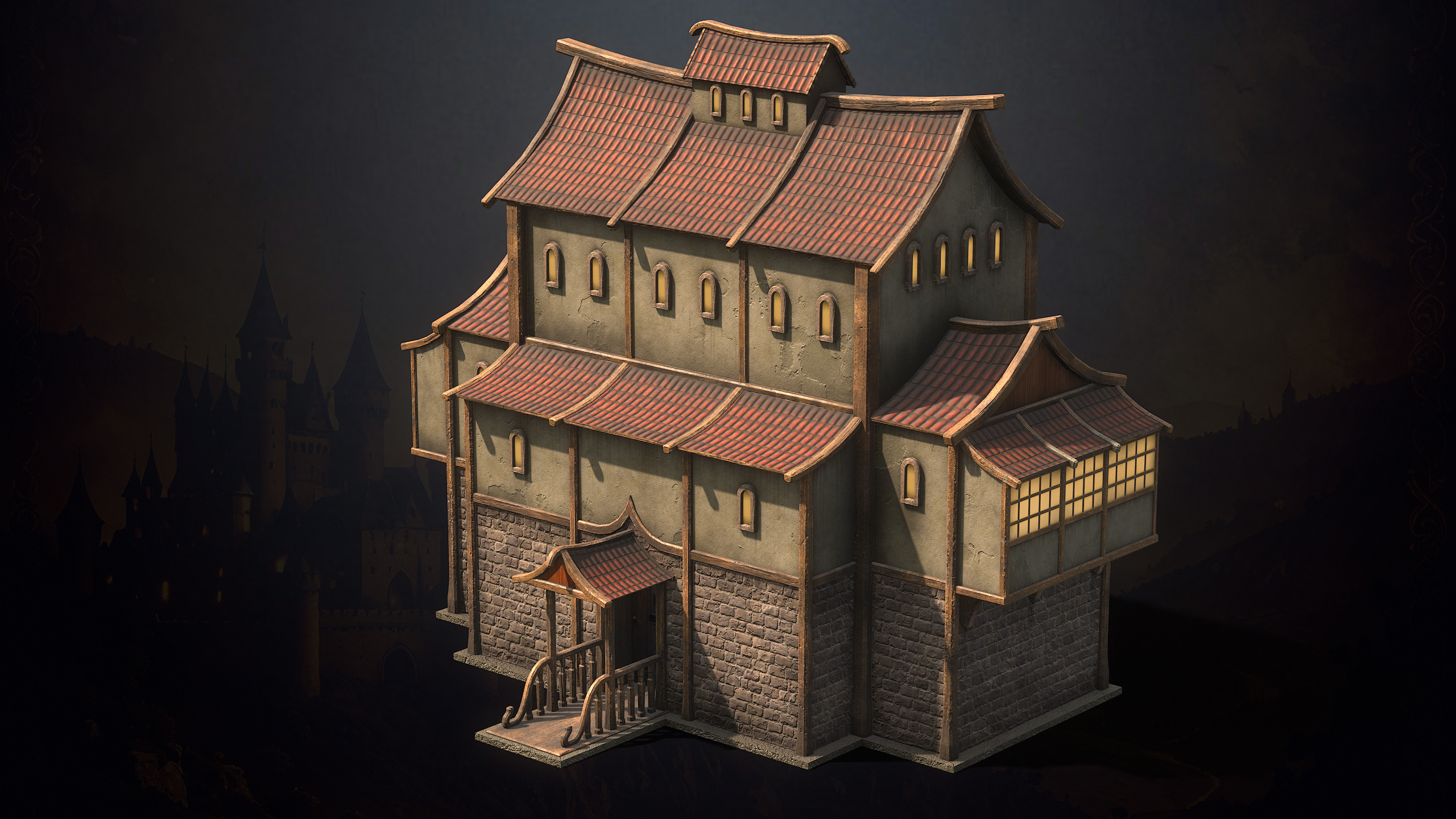 Medieval Fantasy Buildings Low-poly 3D model_13