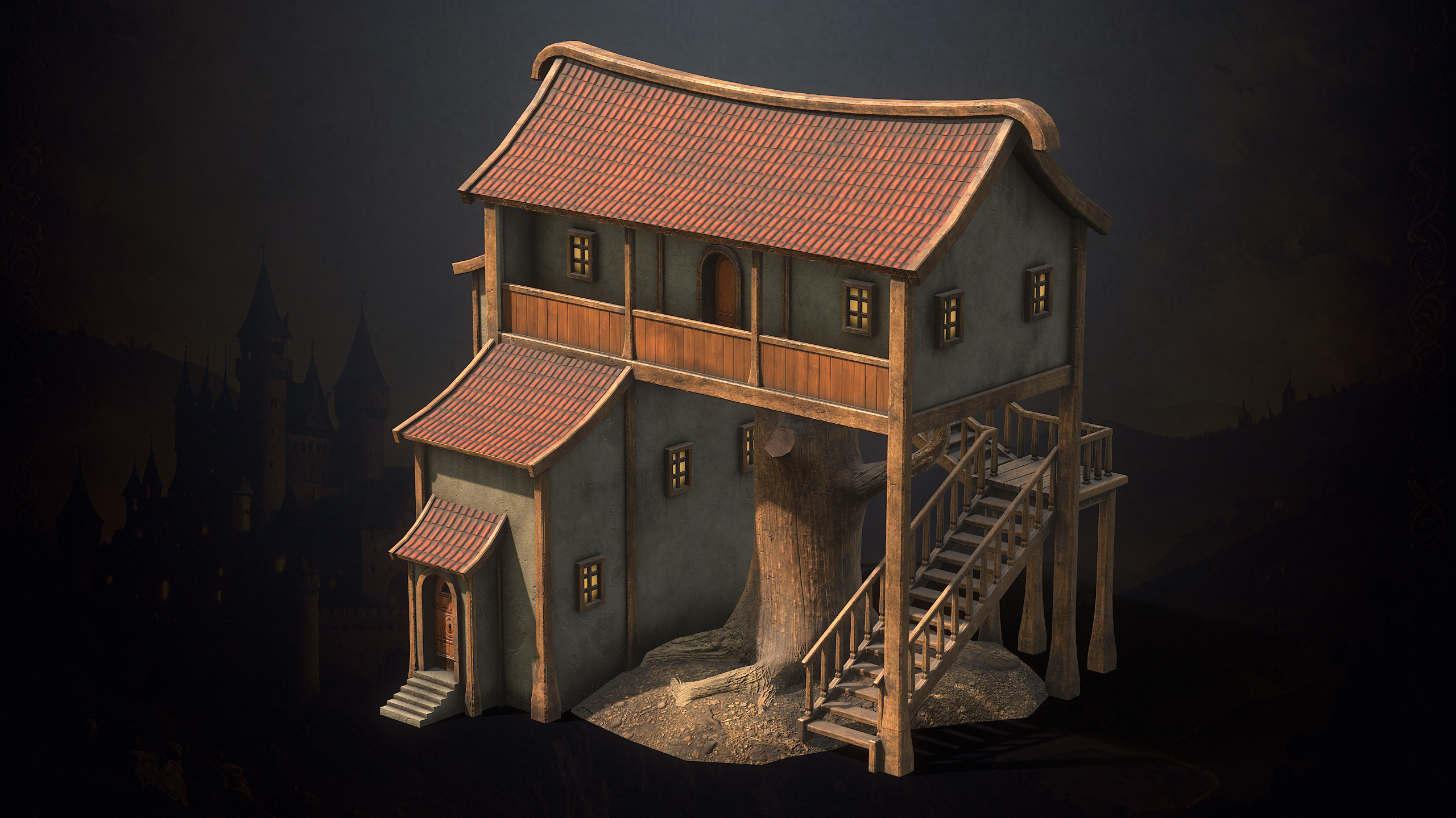Medieval Fantasy Buildings Low-poly 3D model_15