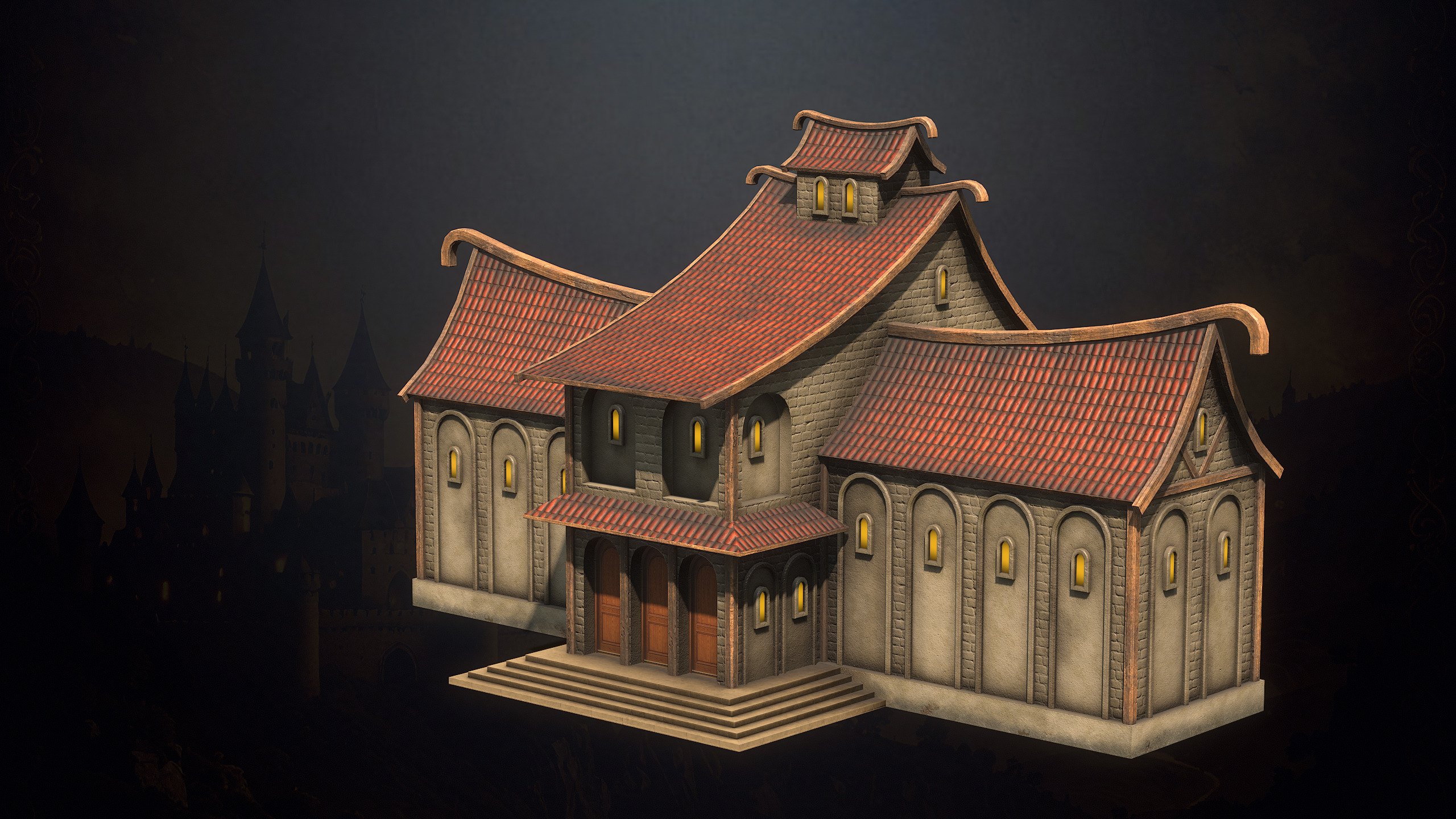 Medieval Fantasy Buildings Low-poly 3D model_6