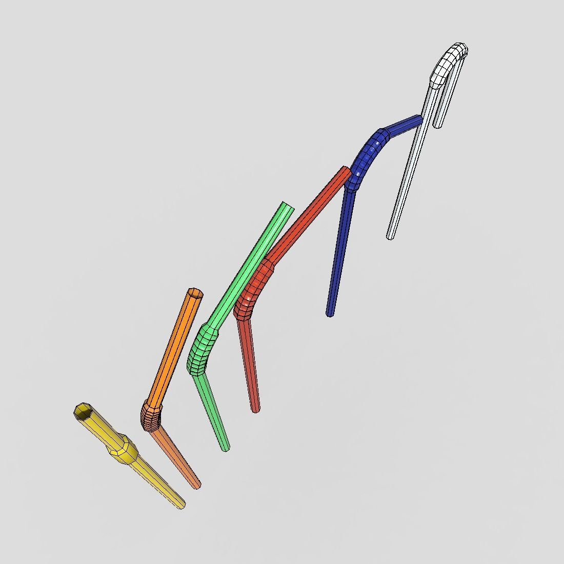 Drinking Straw Pack Low-poly 3D model_8
