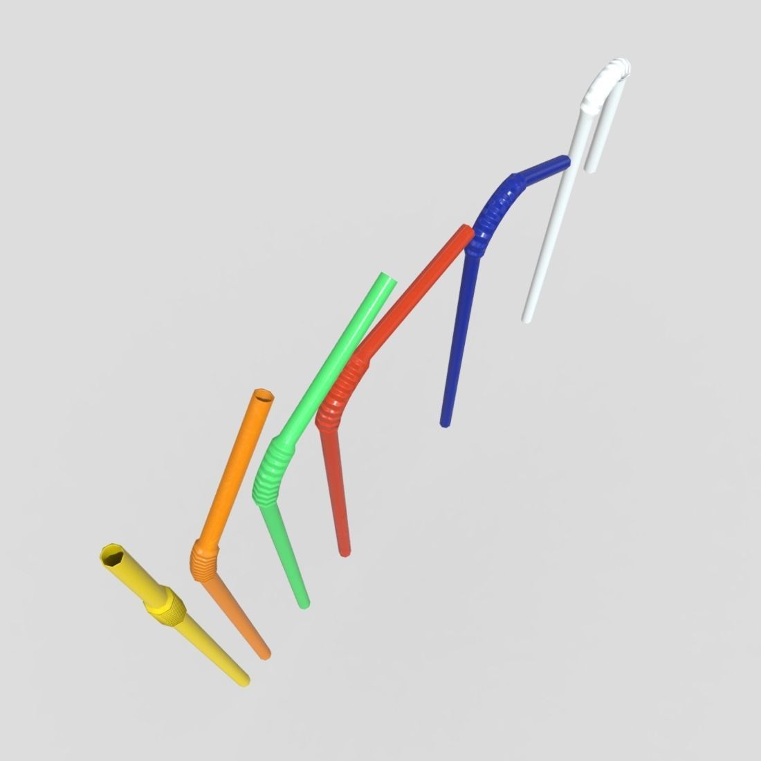 Drinking Straw Pack Low-poly 3D model_7