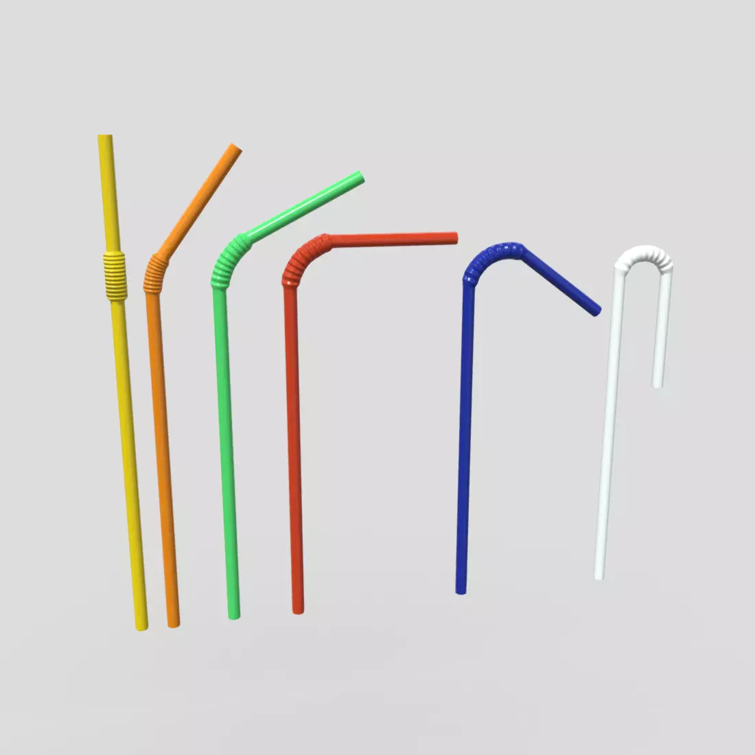 Drinking Straw Pack Low-poly 3D model_0