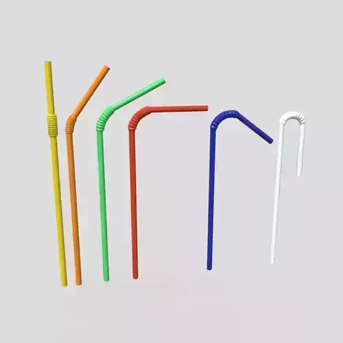Drinking Straw Pack Low-poly 3D model