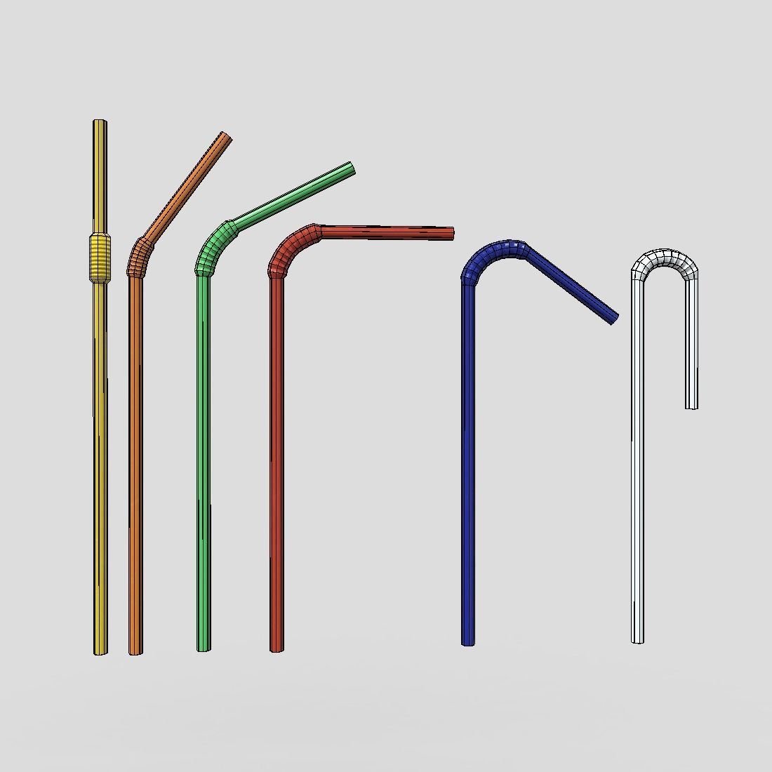 Drinking Straw Pack Low-poly 3D model_4