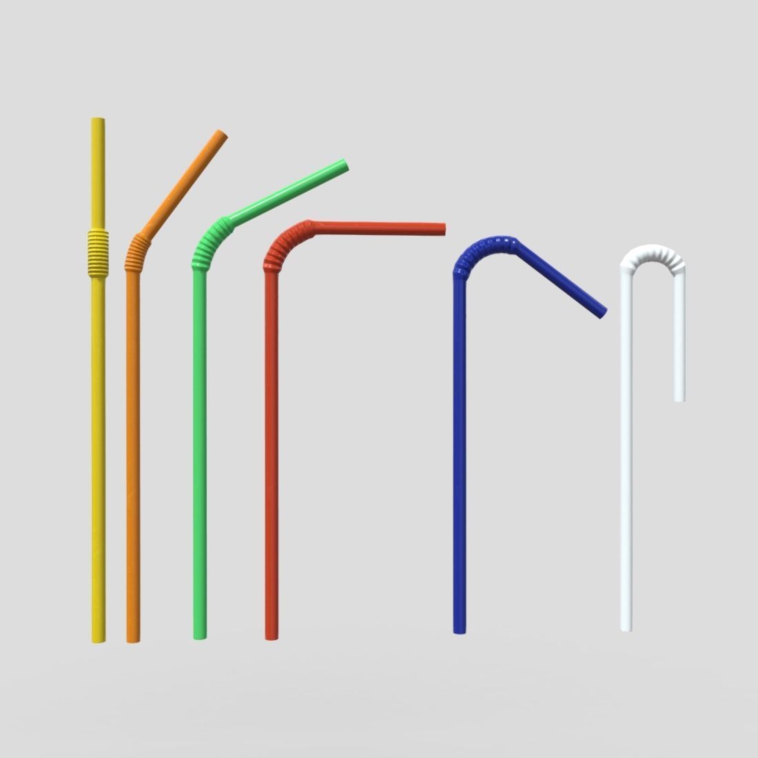 Drinking Straw Pack Low-poly 3D model_3