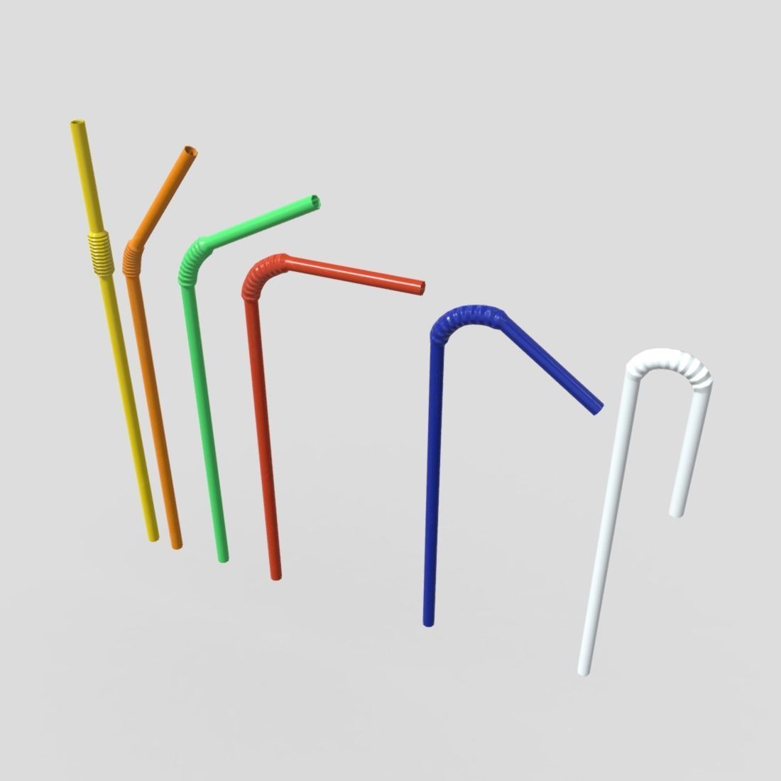 Drinking Straw Pack Low-poly 3D model_5