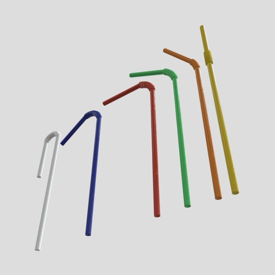 Drinking Straw Pack Low-poly 3D model_9
