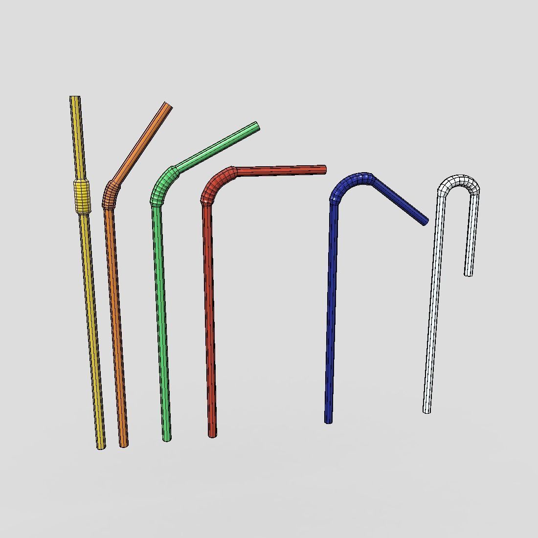 Drinking Straw Pack Low-poly 3D model_2