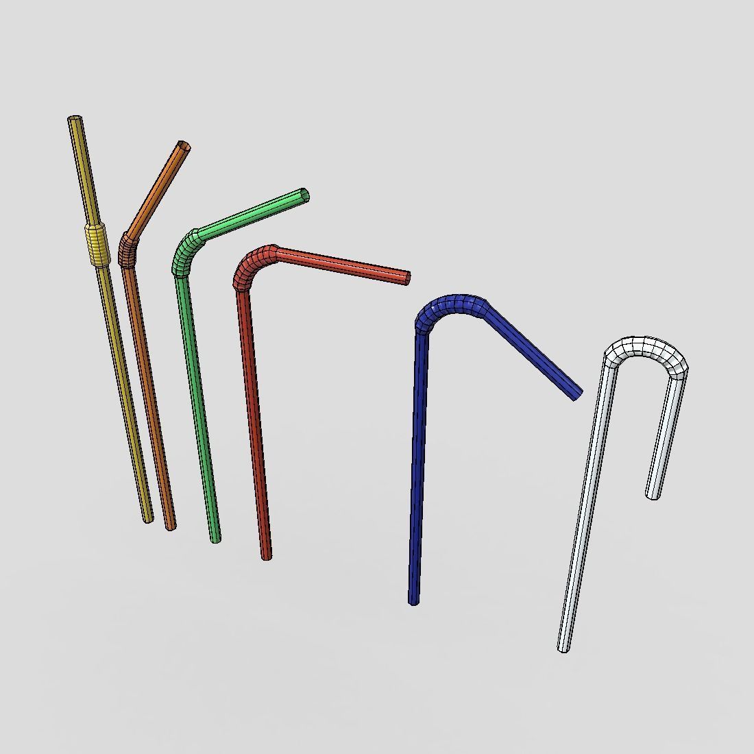 Drinking Straw Pack Low-poly 3D model_6