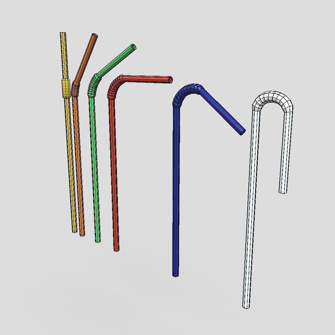 Drinking Straw Pack Low-poly 3D model_12