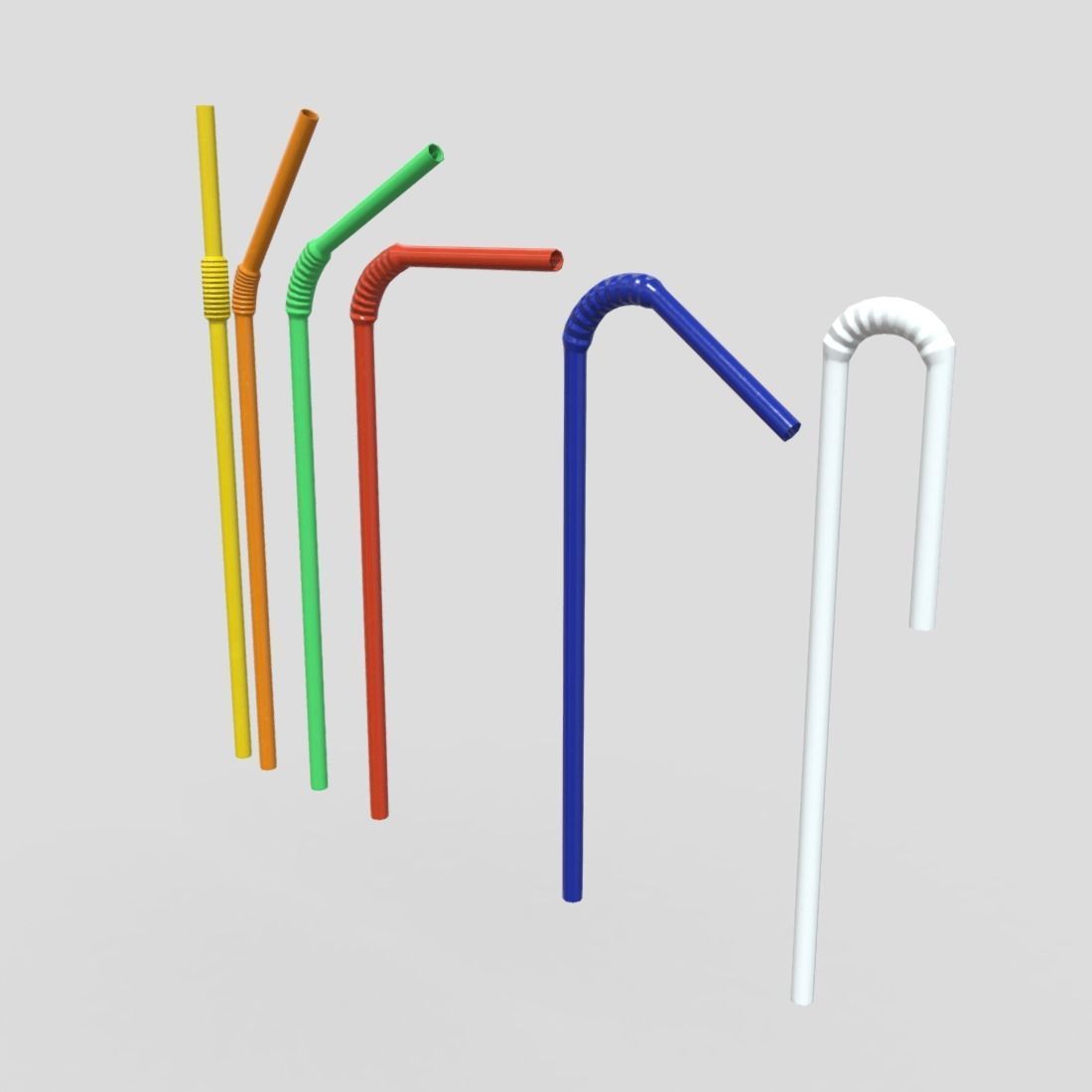 Drinking Straw Pack Low-poly 3D model_11