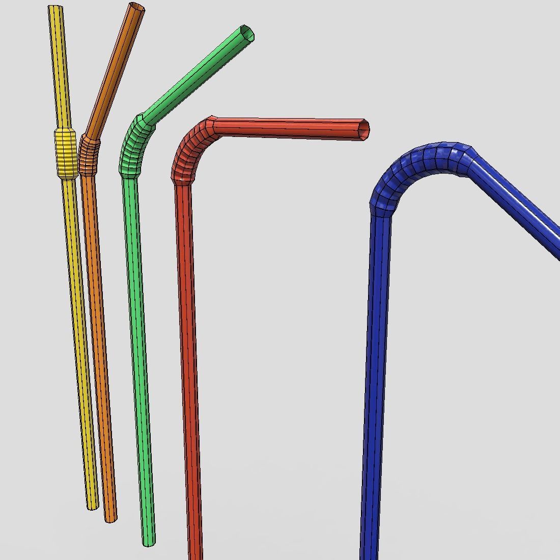 Drinking Straw Pack Low-poly 3D model_14