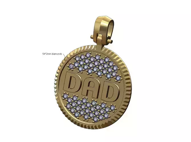 DAD diamond iced fluted bezel 25mm pendant with bail