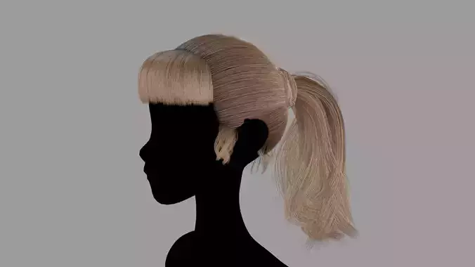 Pony Tail Style Hair II GameReady Hair Low-poly 3D model