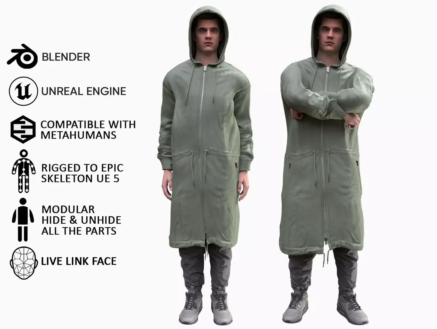 Man - Autumn Outfit 3 - Modular - Rigged Low-poly 3D model_0