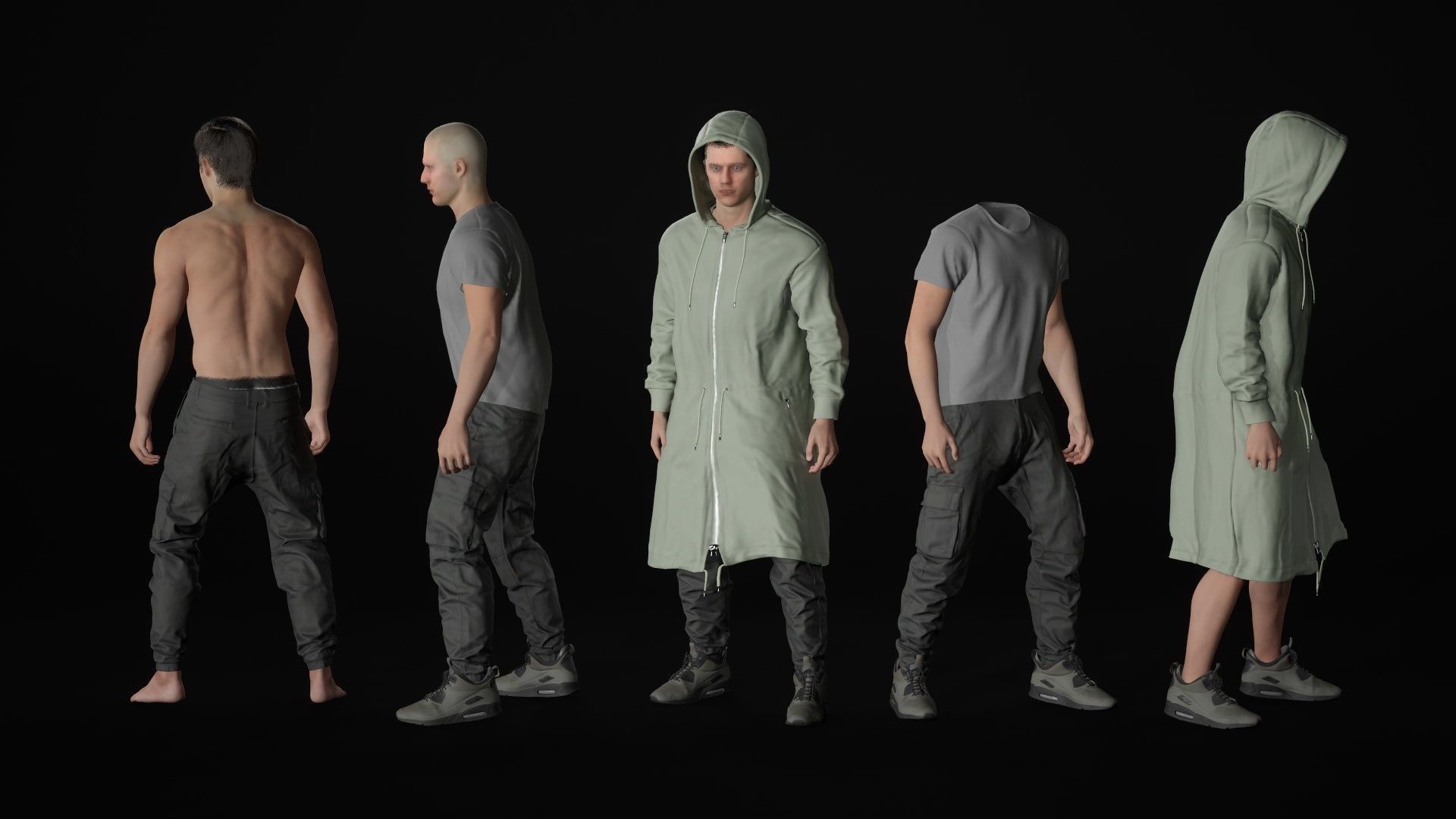 Man - Autumn Outfit 3 - Modular - Rigged Low-poly 3D model_22