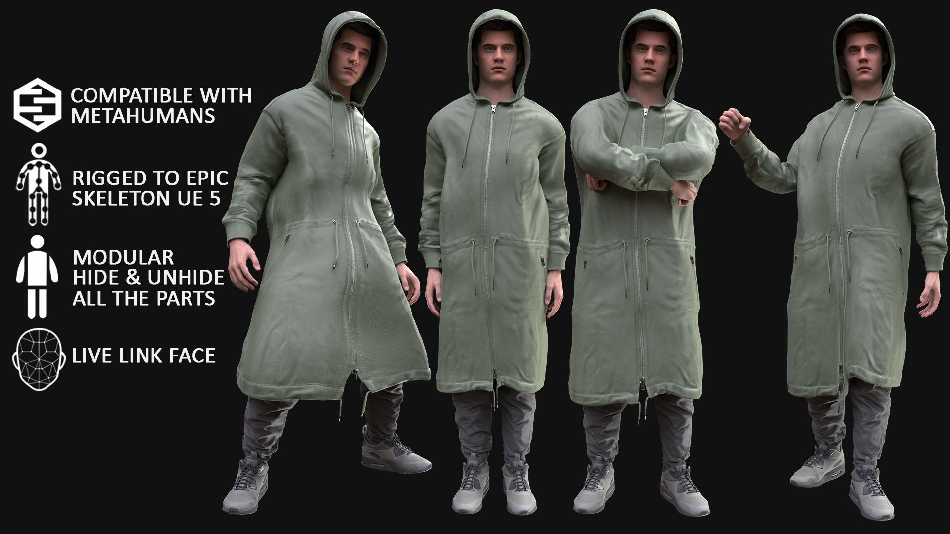 Man - Autumn Outfit 3 - Modular - Rigged Low-poly 3D model_3