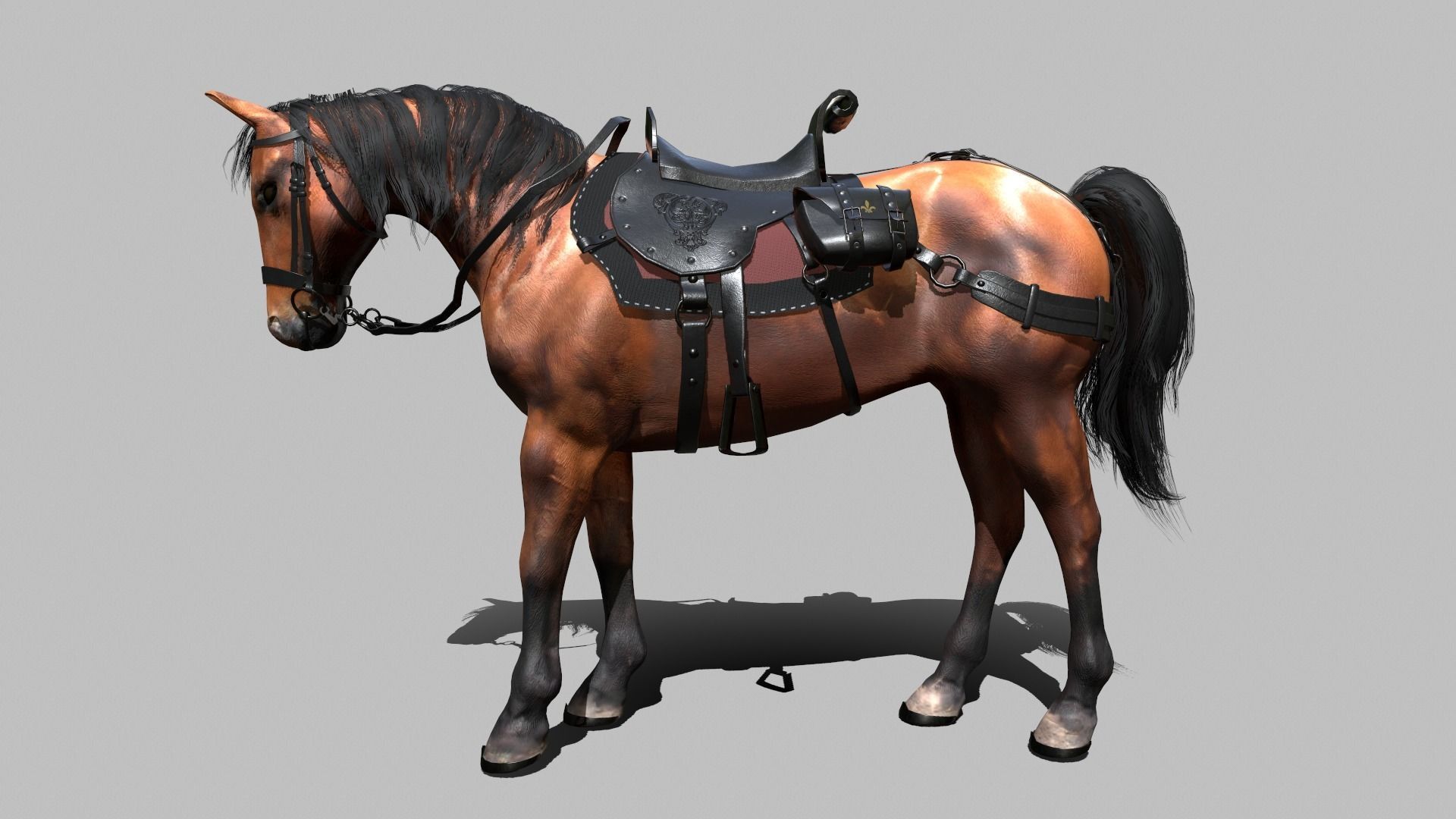 War Horse Low-poly 3D model_9