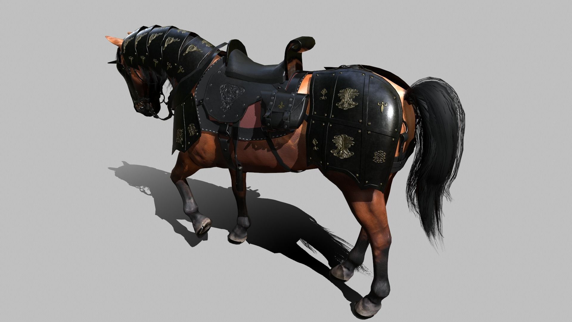 War Horse Low-poly 3D model_7