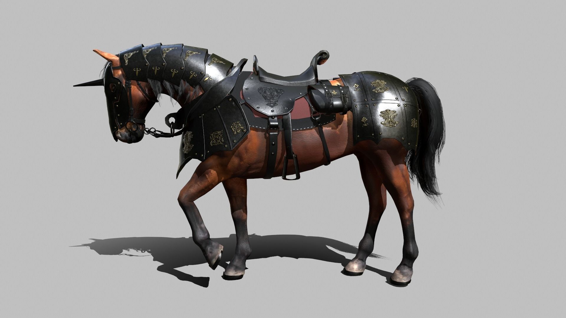 War Horse Low-poly 3D model_4