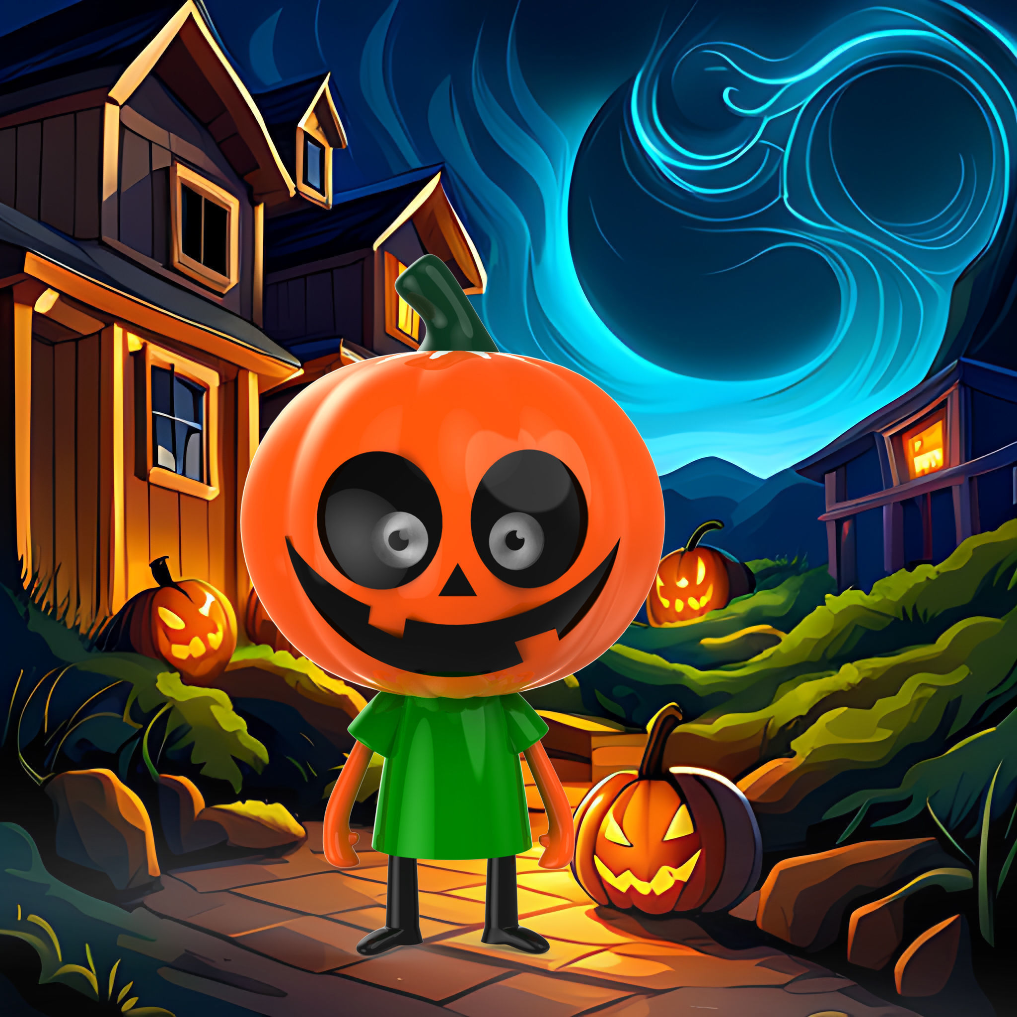 Halloween Pumpkin Man 3D print model_1