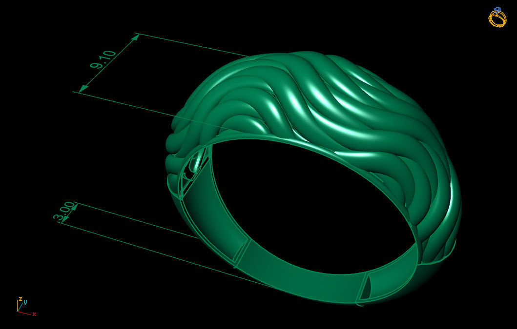 HANA woman ring 3D print model_5