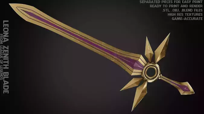 League of Legends Leona Zenith Blade for Cosplay 3D print model