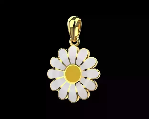 Chamomile Pendant with Enamel N143