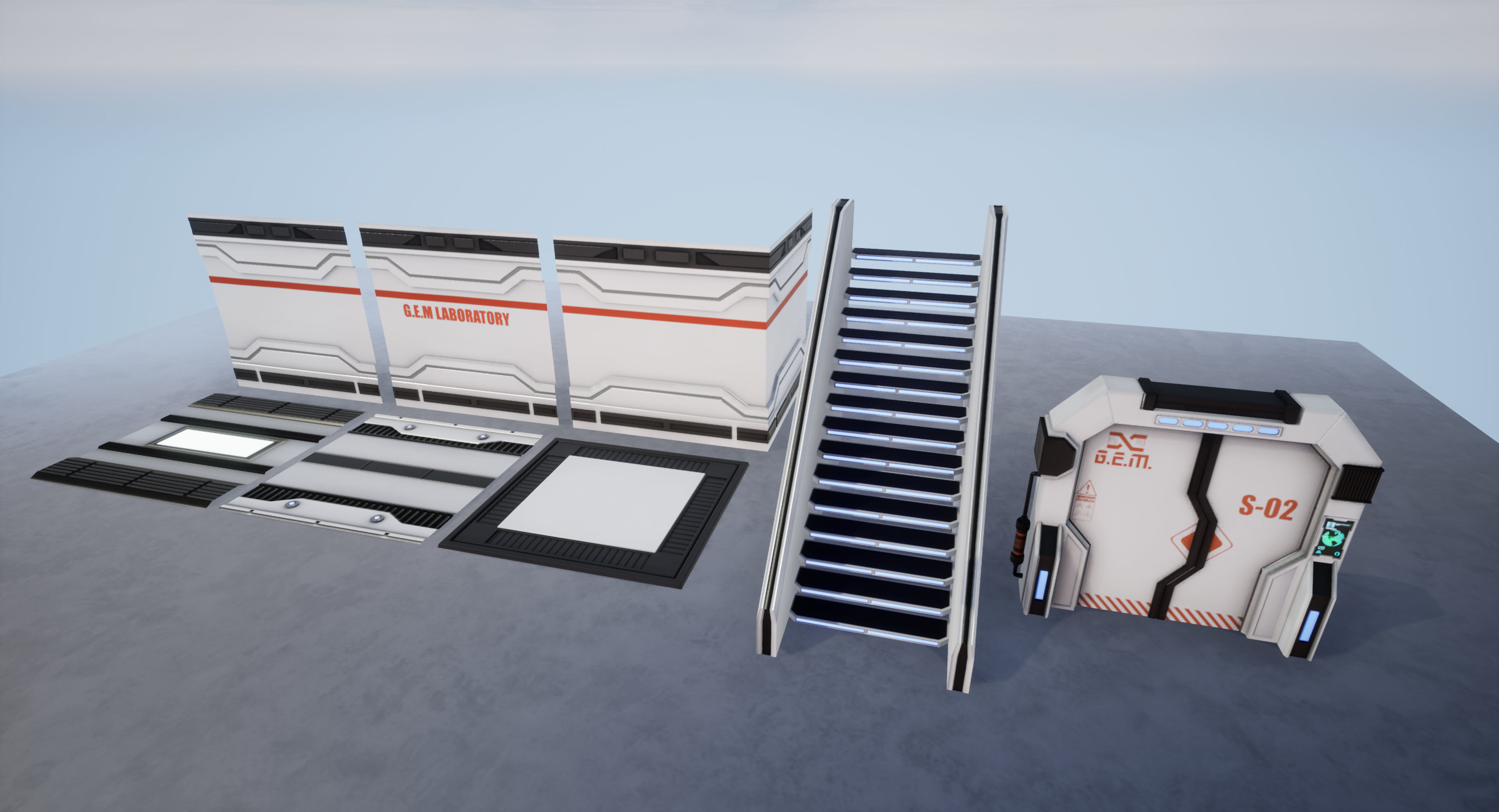 Sci Fi Laboratory Hallway Corridor Low-poly 3D model_10