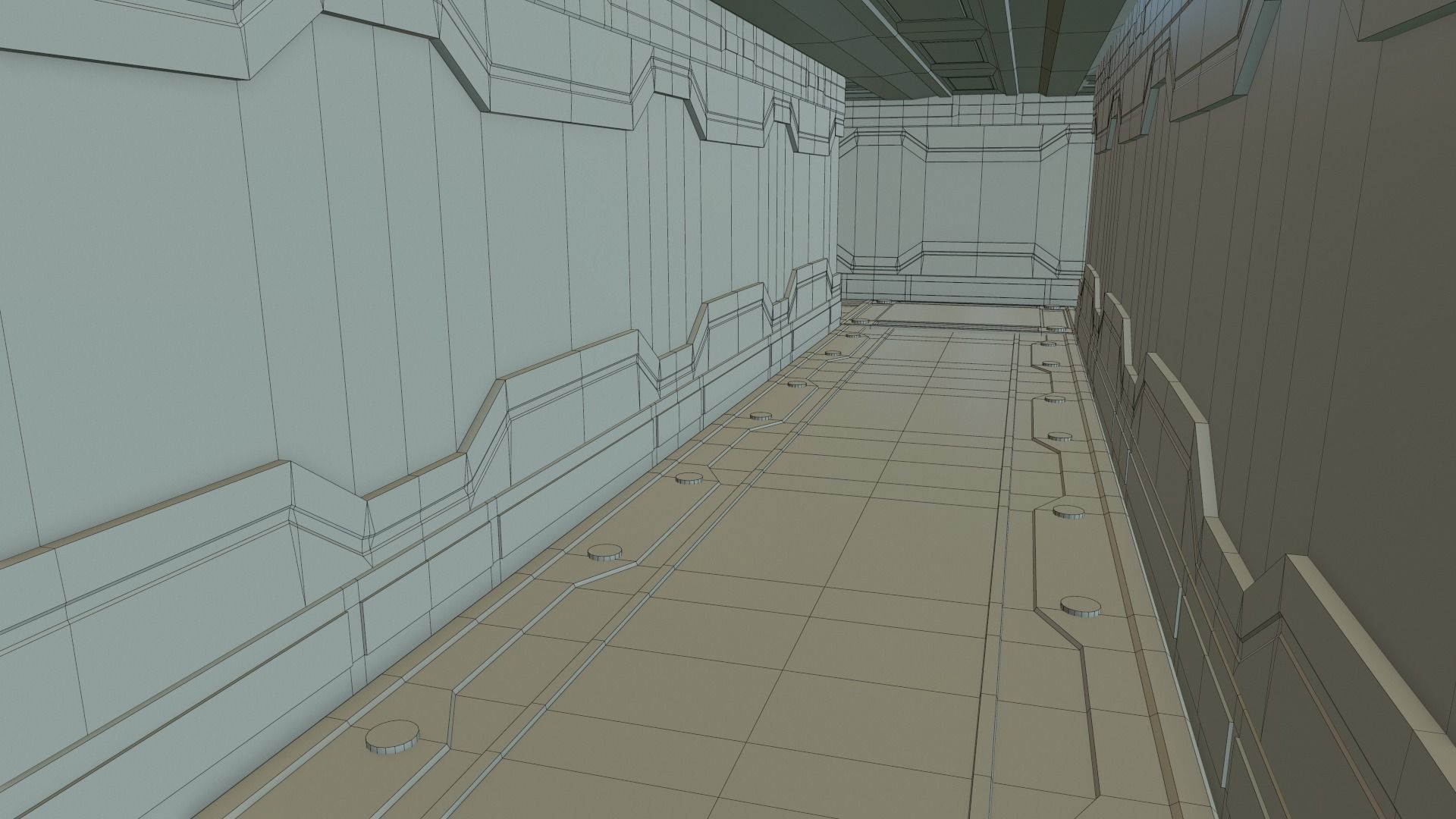 Sci Fi Laboratory Hallway Corridor Low-poly 3D model_7