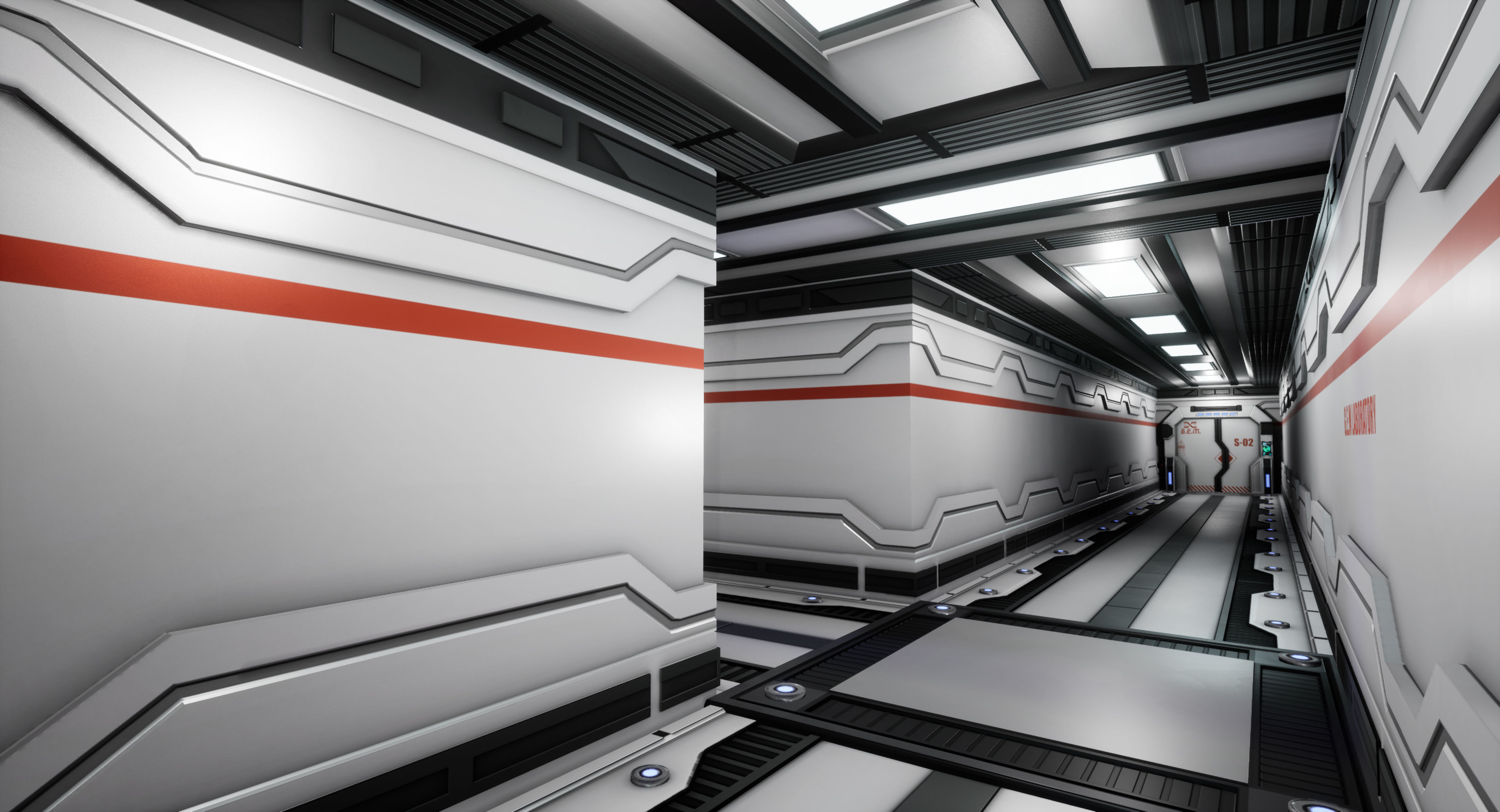 Sci Fi Laboratory Hallway Corridor Low-poly 3D model_6