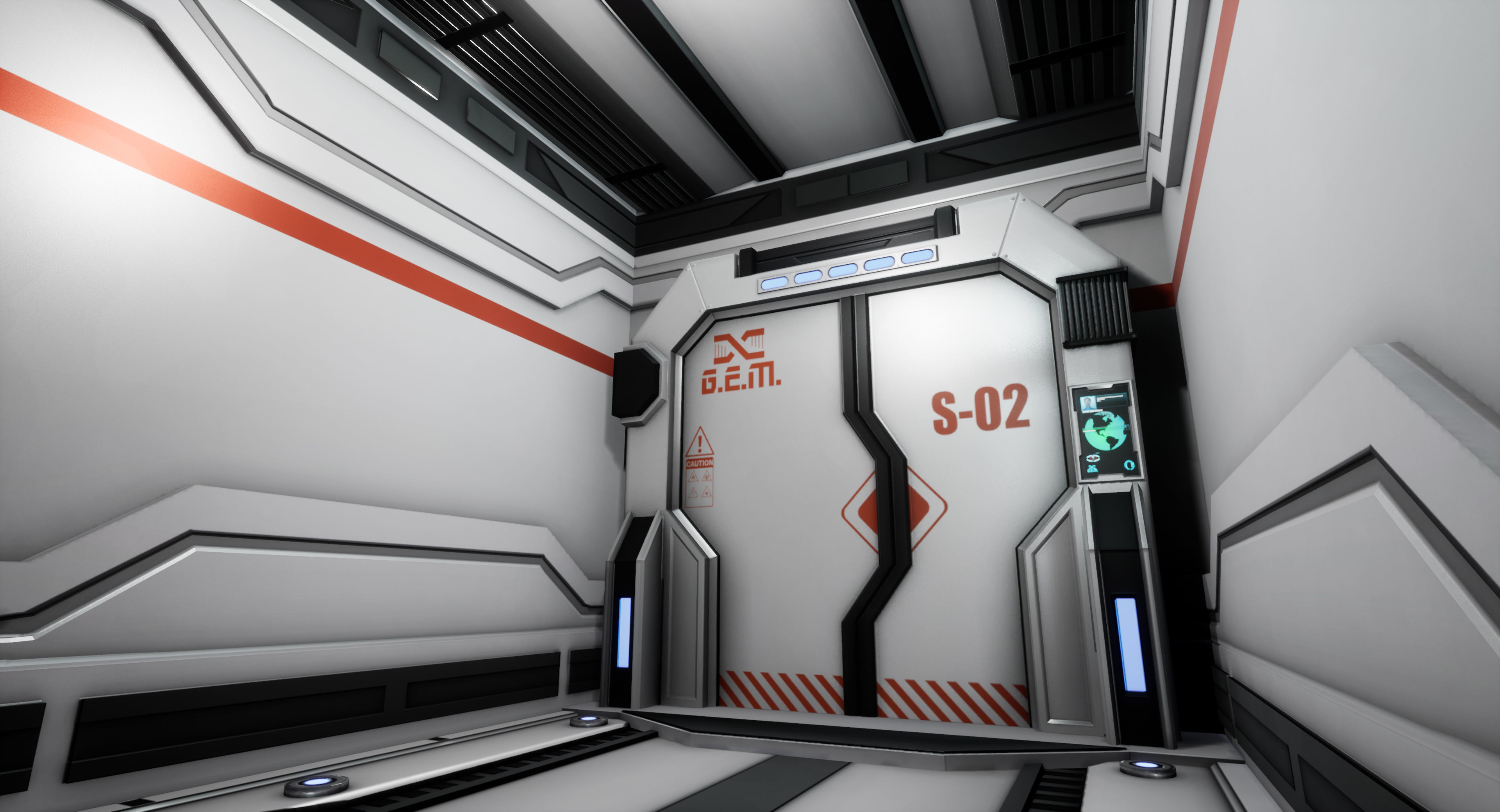 Sci Fi Laboratory Hallway Corridor Low-poly 3D model_2