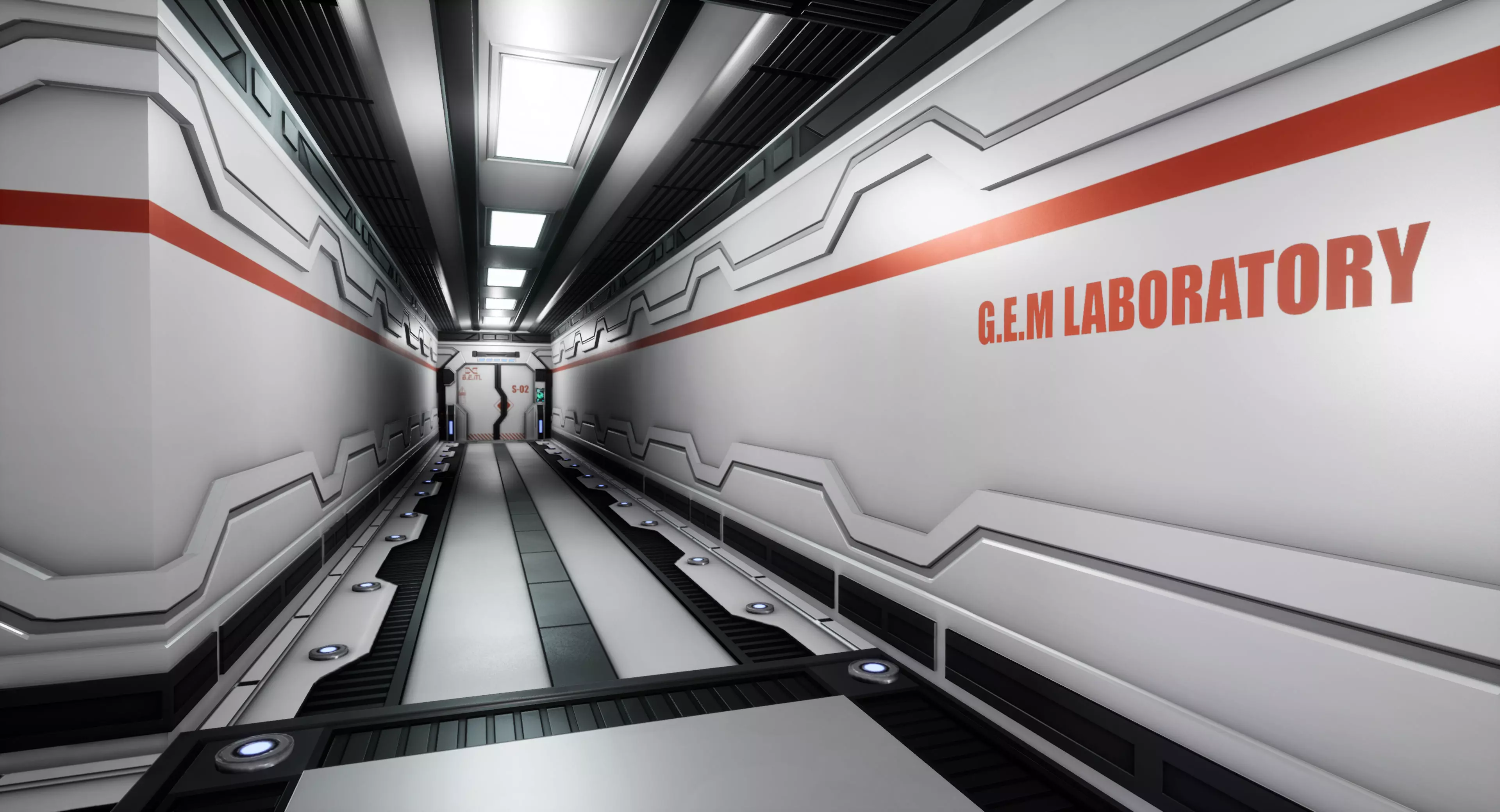 Sci Fi Laboratory Hallway Corridor Low-poly 3D model_0