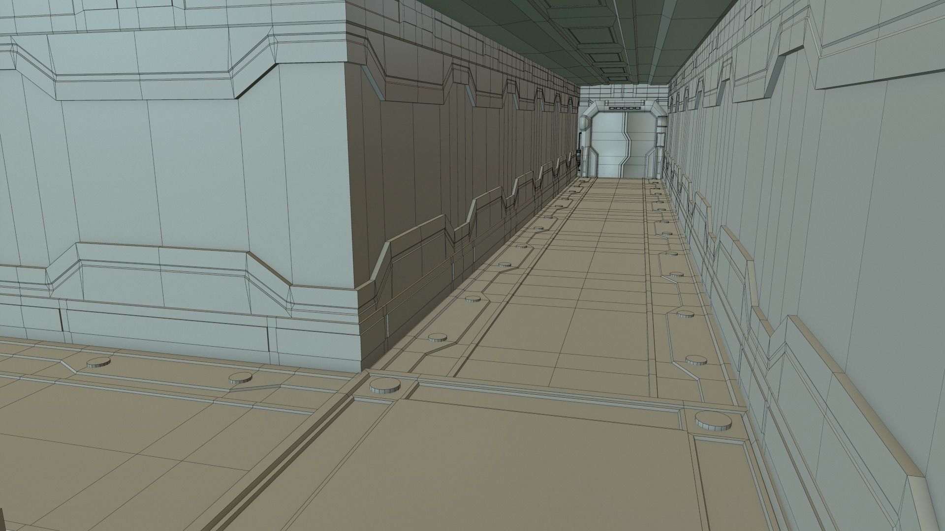 Sci Fi Laboratory Hallway Corridor Low-poly 3D model_8